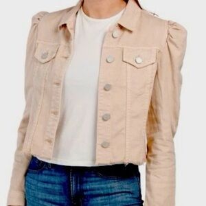 Blank NYC Cropped Rose Dust Puffed Sleeve Jean Jacket Small